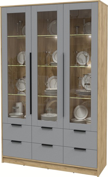 Шкаф с витриной Интерлиния Концепт КТ-ШВ3 с подсветкой