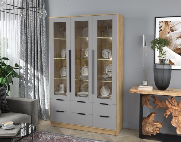 Шкаф с витриной Интерлиния Концепт КТ-ШВ3 с подсветкой