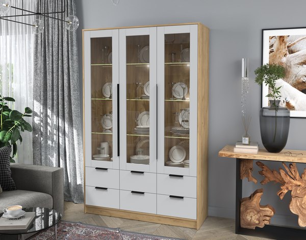 Шкаф с витриной Интерлиния Концепт КТ-ШВ3 с подсветкой