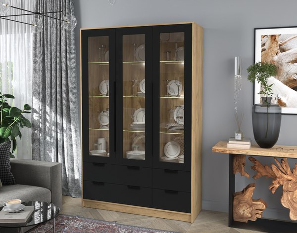 Шкаф с витриной Интерлиния Концепт КТ-ШВ3 с подсветкой