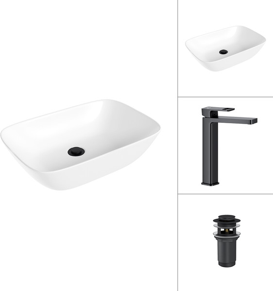 Умывальник со смесителем Lauter 21454 + Cascade 21СК0655BS с донным клапаном 21190B - фото