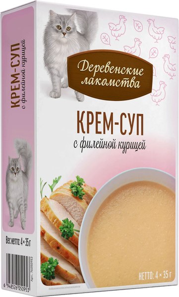 Влажный корм для кошек Деревенские лакомства Крем-суп с филейной курицей - фото