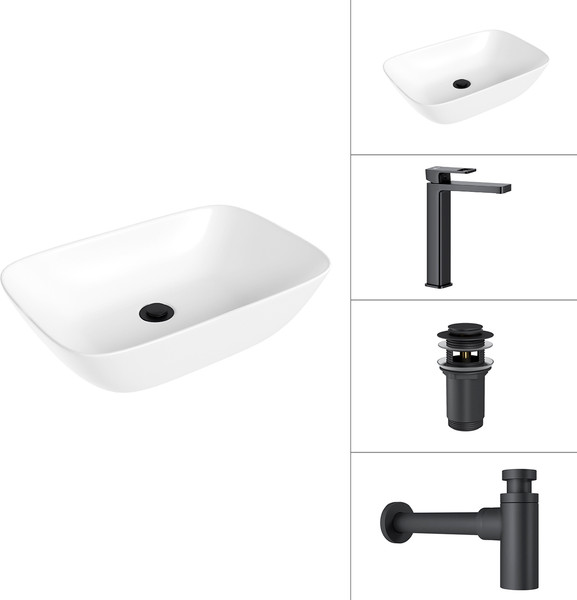 Умывальник со смесителем Lauter 21454 + Cascade 21СК0655BS + сифон 21635B + дон.клапан 21190B - фото