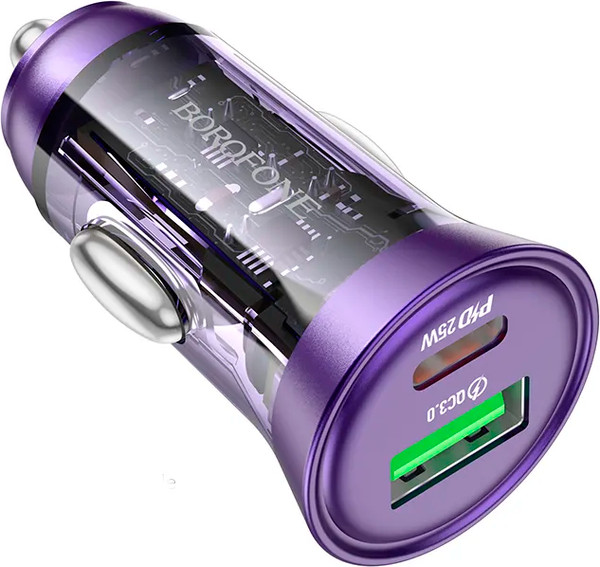 Зарядное устройство автомобильное Borofone BZ26A один порт PD43W + кабель Type-C to Type-C - фото