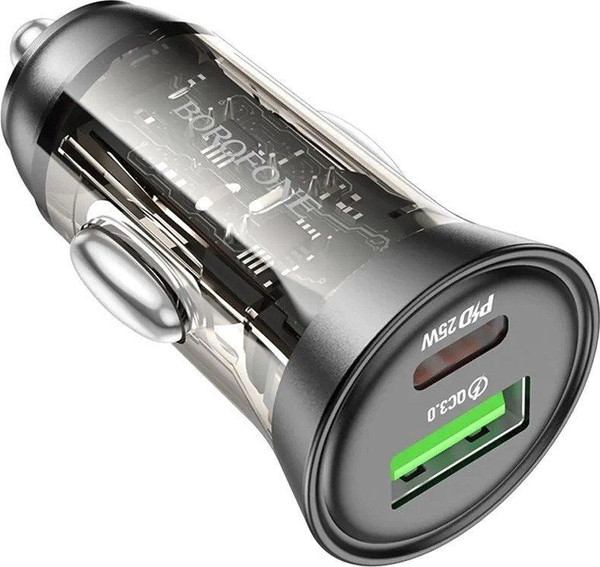 Адаптер питания автомобильный Borofone BZ26A один порт PD43W + кабель Type-C to Type-C - фото