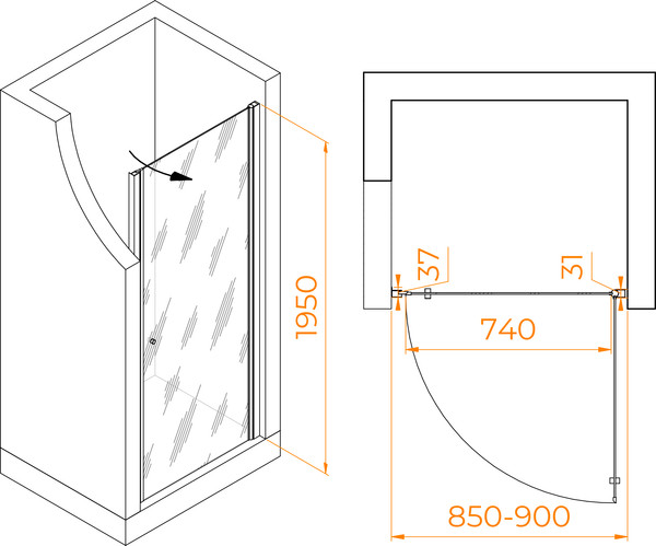 Душевая дверь Dolphin TN-03B / 54930309-14