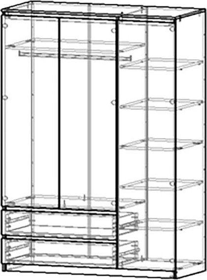 Шкаф Поставымебель Для одежды 3-х дверный 135х58х210 / КМС-Е-06