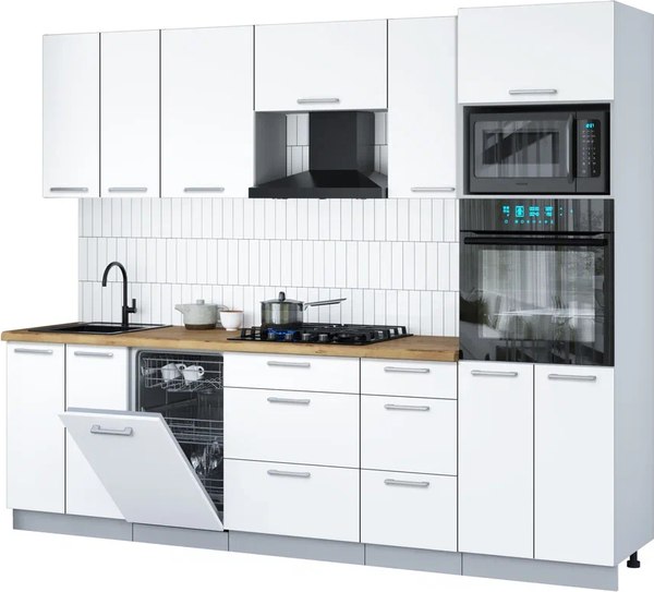 Кухонный гарнитур Интерлиния Мила Gloss 2.65-ПМ3 - фото