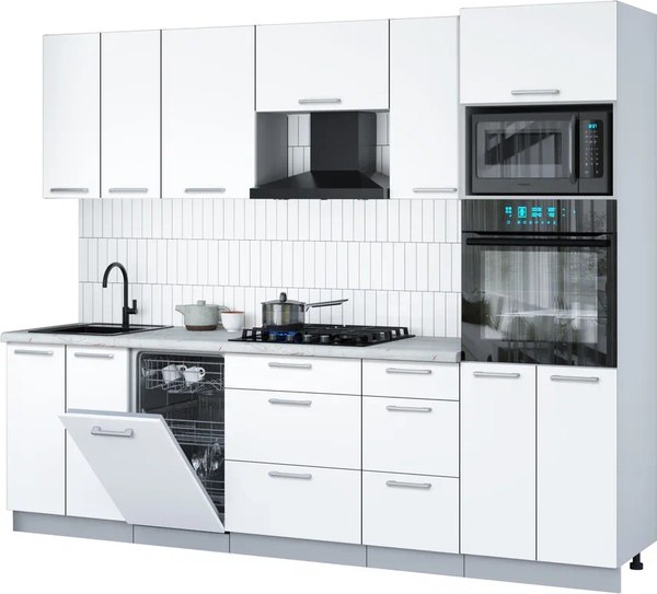 Кухонный гарнитур Интерлиния Мила Gloss 2.65-ПМ3 - фото