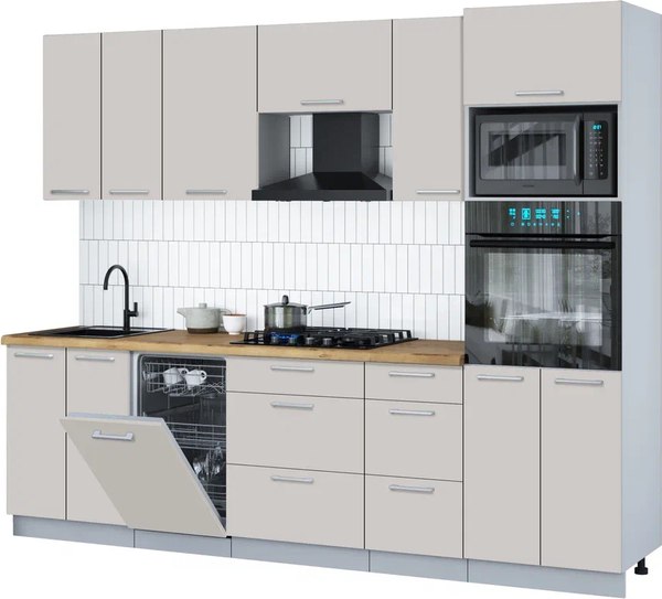 Кухонный гарнитур Интерлиния Мила Gloss 2.65-ПМ3 - фото