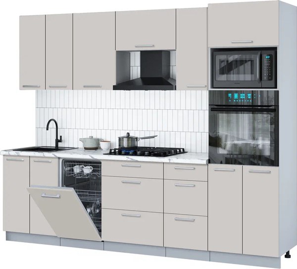 Кухонный гарнитур Интерлиния Мила Gloss 2.65-ПМ3 - фото