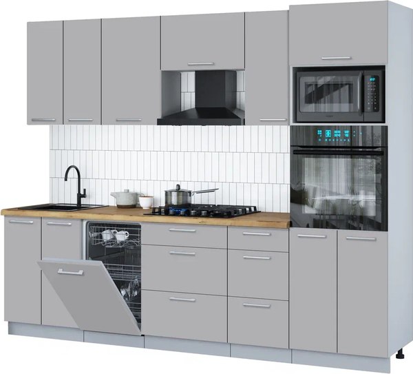 Кухонный гарнитур Интерлиния Мила Gloss 2.65-ПМ3 - фото