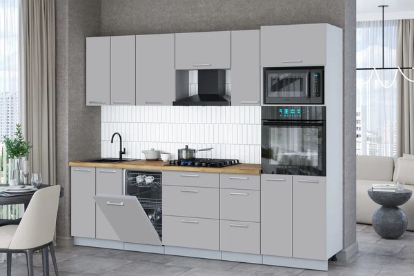 Кухонный гарнитур Интерлиния Мила Gloss 2.65-ПМ3