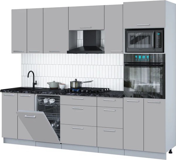 Кухонный гарнитур Интерлиния Мила Gloss 2.65-ПМ3 - фото