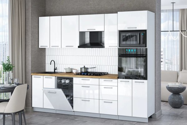 Кухонный гарнитур Интерлиния Мила Gloss 2.65-ПМ3