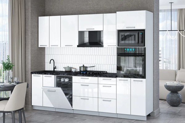 Кухонный гарнитур Интерлиния Мила Gloss 2.65-ПМ3