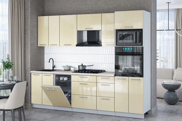 Кухонный гарнитур Интерлиния Мила Gloss 2.65-ПМ3