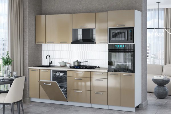 Кухонный гарнитур Интерлиния Мила Gloss 2.65-ПМ3