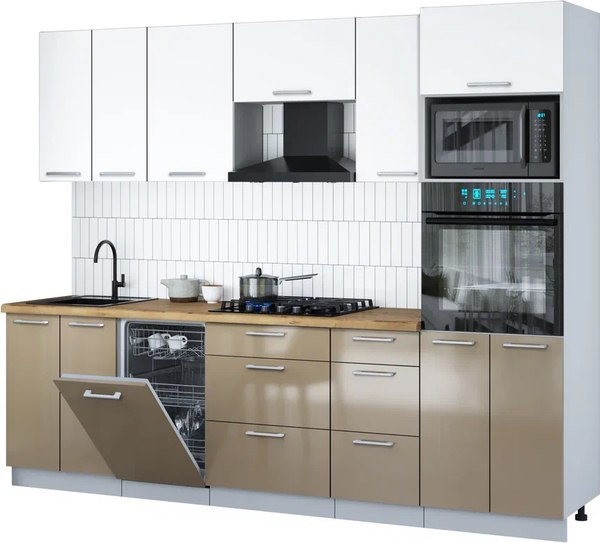 Кухонный гарнитур Интерлиния Мила Gloss 2.65-ПМ3 - фото