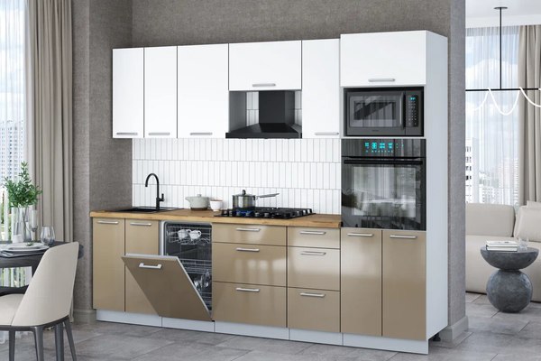 Кухонный гарнитур Интерлиния Мила Gloss 2.65-ПМ3