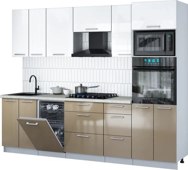 Кухонный гарнитур Интерлиния Мила Gloss 2.65-ПМ3 - фото