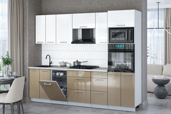 Кухонный гарнитур Интерлиния Мила Gloss 2.65-ПМ3