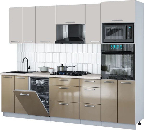 Кухонный гарнитур Интерлиния Мила Gloss 2.65-ПМ3 - фото