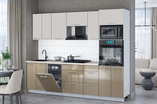 Кухонный гарнитур Интерлиния Мила Gloss 2.65-ПМ3