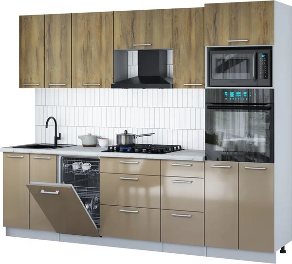 Кухонный гарнитур Интерлиния Мила Gloss 2.65-ПМ3 - фото