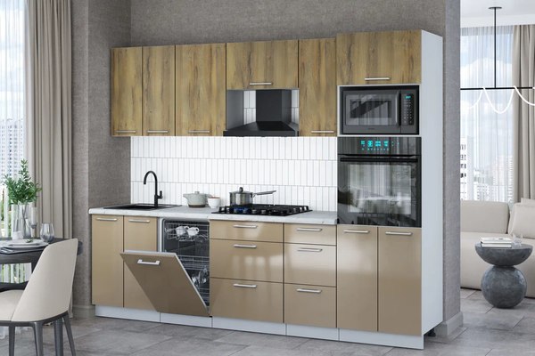 Кухонный гарнитур Интерлиния Мила Gloss 2.65-ПМ3