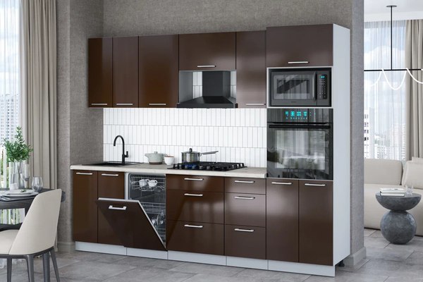 Кухонный гарнитур Интерлиния Мила Gloss 2.65-ПМ3