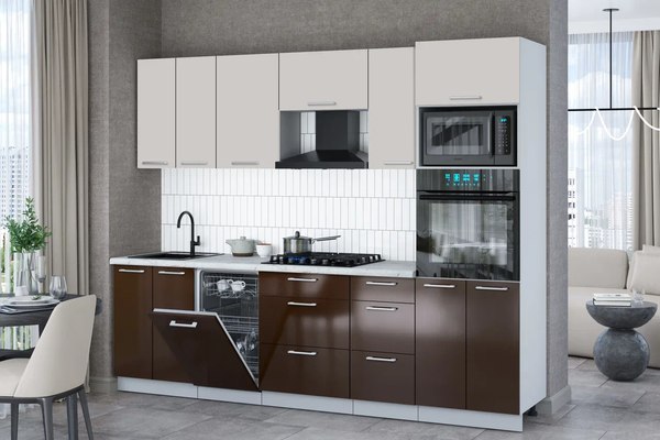 Кухонный гарнитур Интерлиния Мила Gloss 2.65-ПМ3