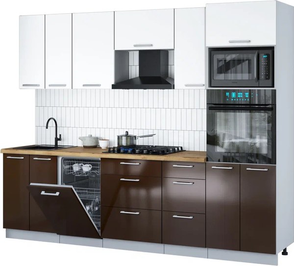 Кухонный гарнитур Интерлиния Мила Gloss 2.65-ПМ3 - фото