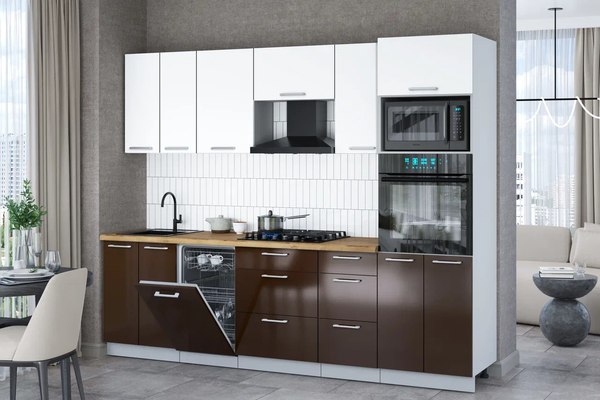 Кухонный гарнитур Интерлиния Мила Gloss 2.65-ПМ3