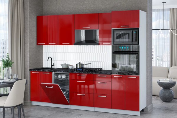 Кухонный гарнитур Интерлиния Мила Gloss 2.65-ПМ3