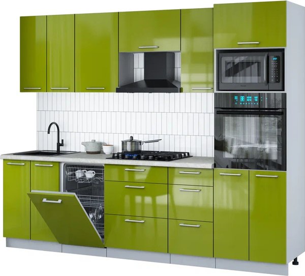 Кухонный гарнитур Интерлиния Мила Gloss 2.65-ПМ3 - фото