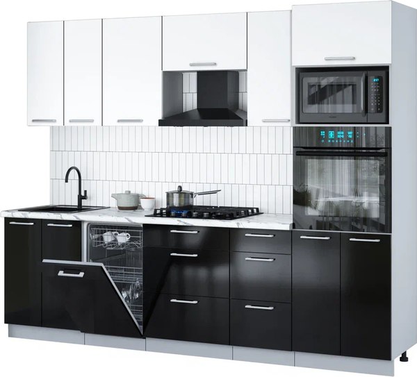 Кухонный гарнитур Интерлиния Мила Gloss 2.65-ПМ3 - фото