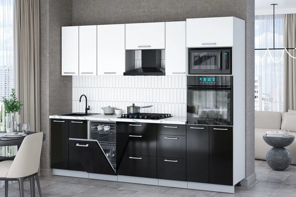 Кухонный гарнитур Интерлиния Мила Gloss 2.65-ПМ3