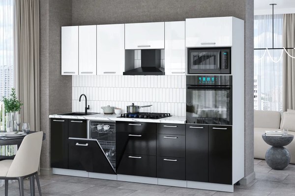 Кухонный гарнитур Интерлиния Мила Gloss 2.65-ПМ3