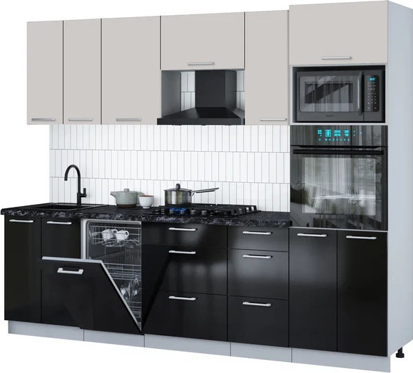 Кухонный гарнитур Интерлиния Мила Gloss 2.65-ПМ3 - фото
