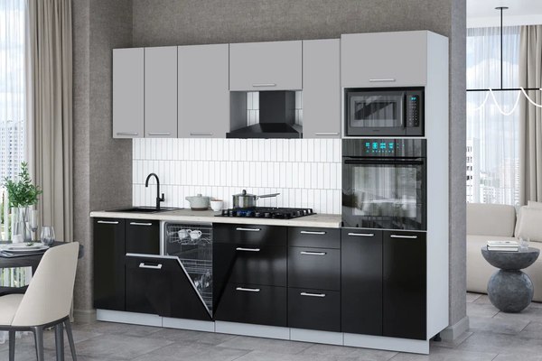 Кухонный гарнитур Интерлиния Мила Gloss 2.65-ПМ3