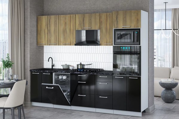 Кухонный гарнитур Интерлиния Мила Gloss 2.65-ПМ3