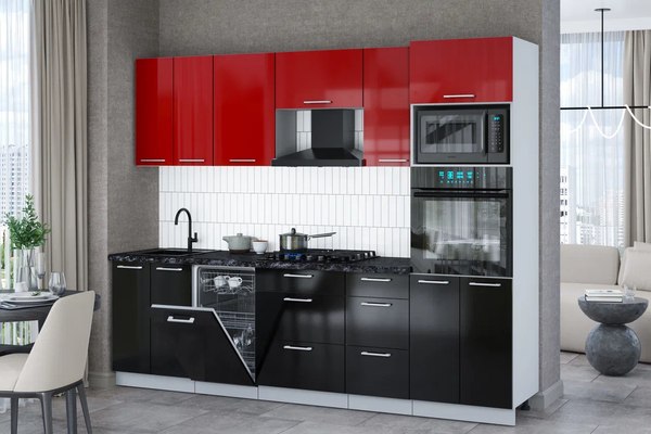 Кухонный гарнитур Интерлиния Мила Gloss 2.65-ПМ3