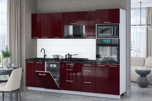 Кухонный гарнитур Интерлиния Мила Gloss 2.65-ПМ3