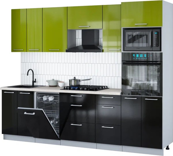 Кухонный гарнитур Интерлиния Мила Gloss 2.65-ПМ3 - фото