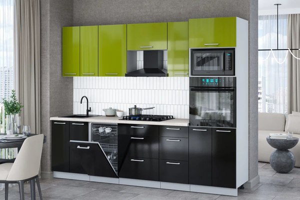 Кухонный гарнитур Интерлиния Мила Gloss 2.65-ПМ3