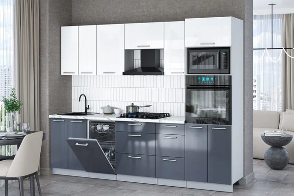 Кухонный гарнитур Интерлиния Мила Gloss 2.65-ПМ3