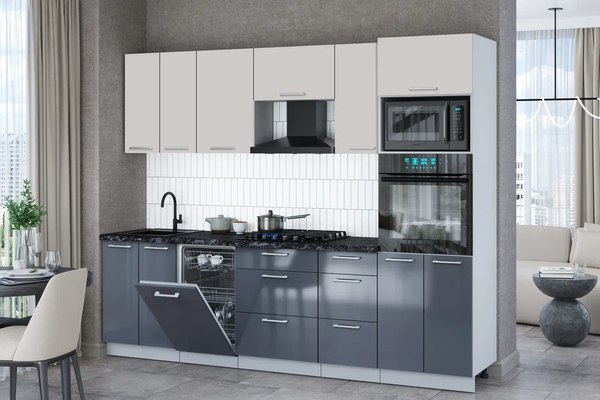 Кухонный гарнитур Интерлиния Мила Gloss 2.65-ПМ3