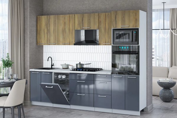 Кухонный гарнитур Интерлиния Мила Gloss 2.65-ПМ3