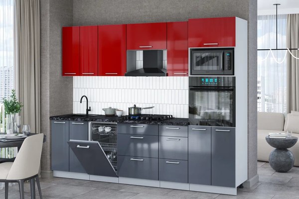 Кухонный гарнитур Интерлиния Мила Gloss 2.65-ПМ3